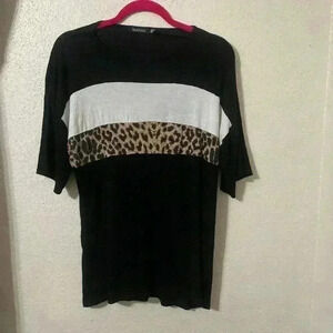 BOOHOO PLUS LEOPLARD CONTRAST T-SHIRT SIZE 14
